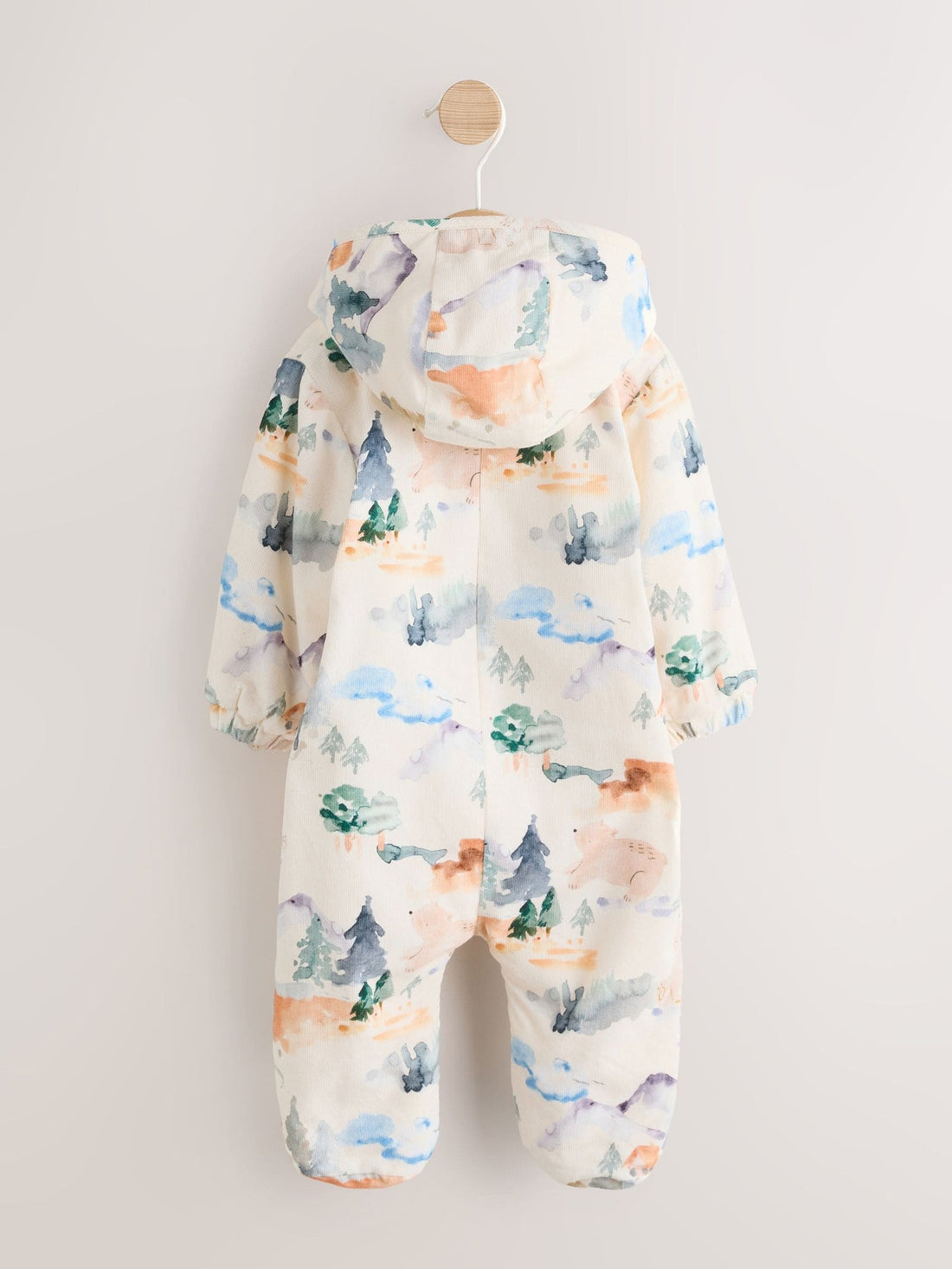 Blue Woodland Animal Printed Cord Baby Pramsuit (0mths-2yrs)