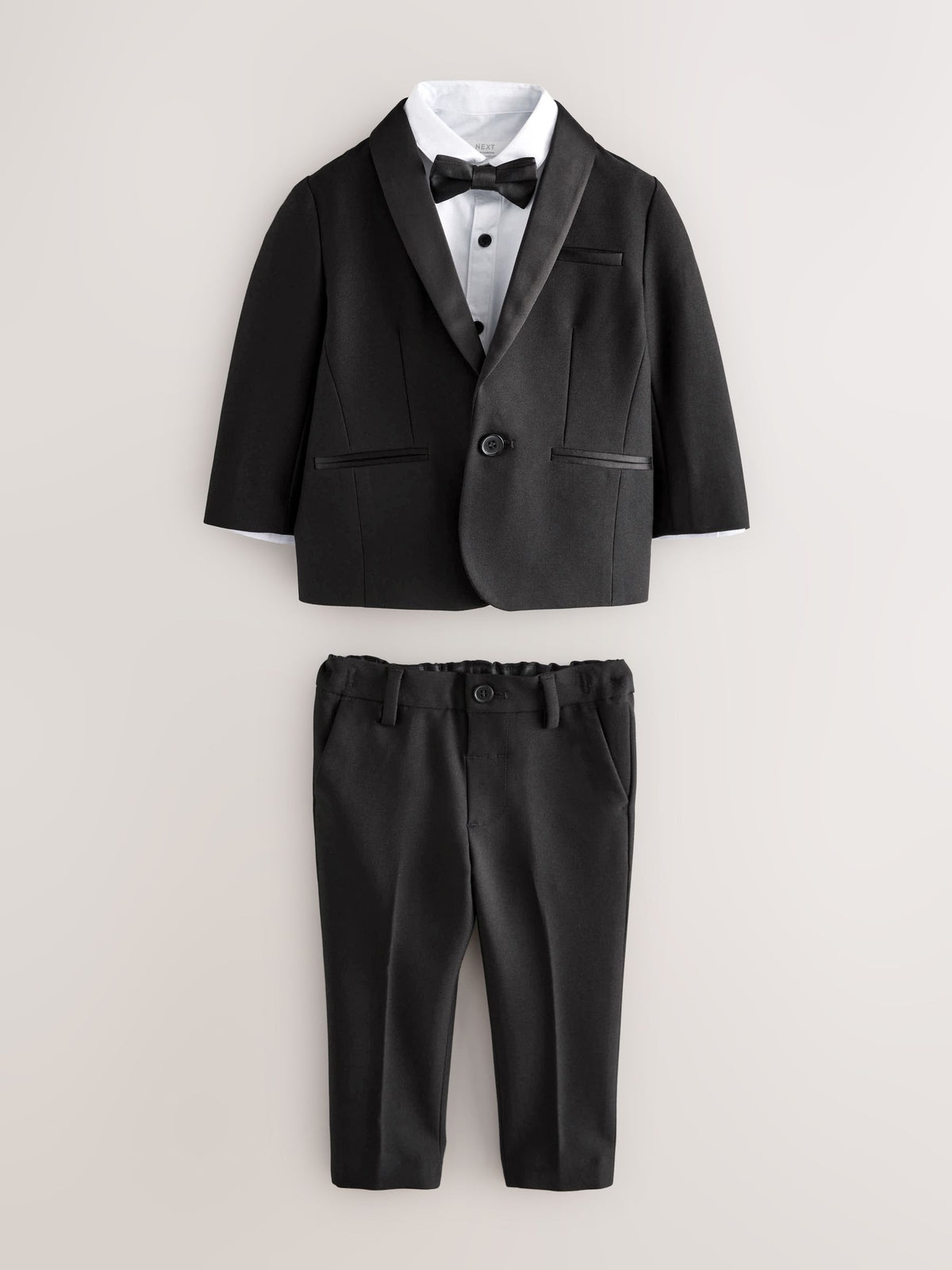 Black Blazer, Shirt & Trouser Set Blazer Shirt Trousers and Bow Tie Set (3mths-12yrs)