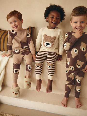 Brown/Cream Snuggle Pyjamas 3 Pack (9mths-6yrs)