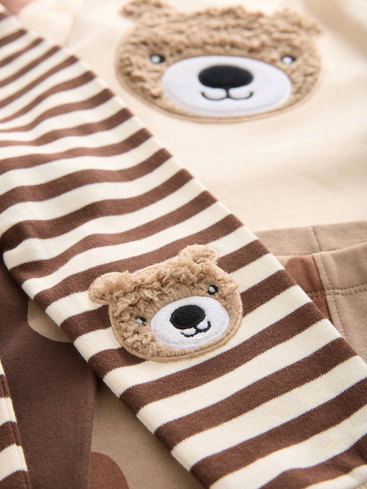 Brown/Cream Snuggle Pyjamas 3 Pack (9mths-6yrs)