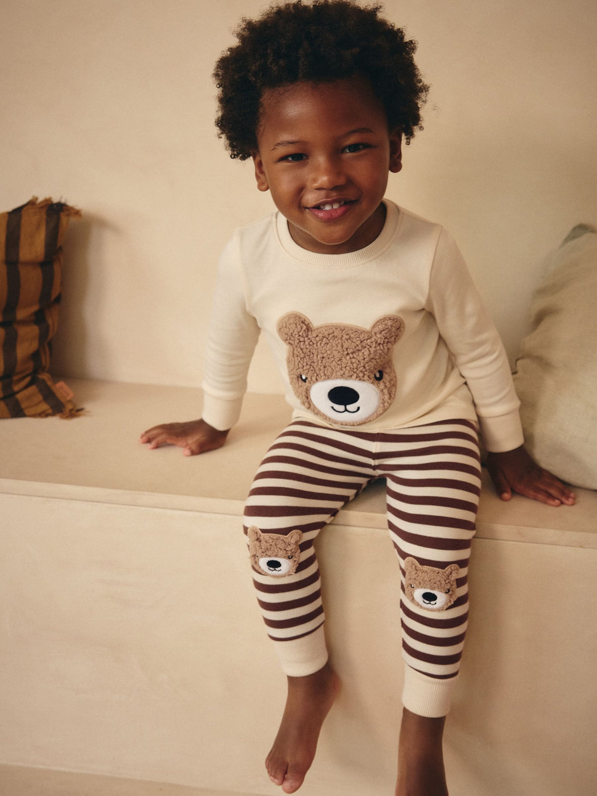 Brown/Cream Snuggle Pyjamas 3 Pack (9mths-6yrs)