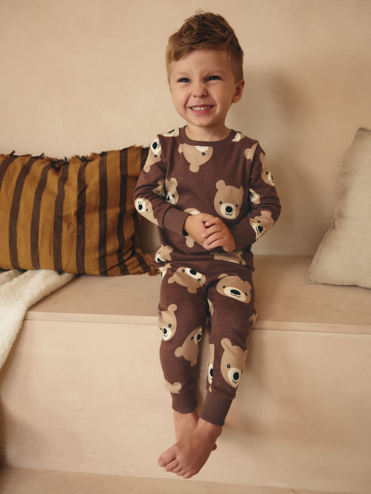 Brown/Cream Snuggle Pyjamas 3 Pack (9mths-6yrs)