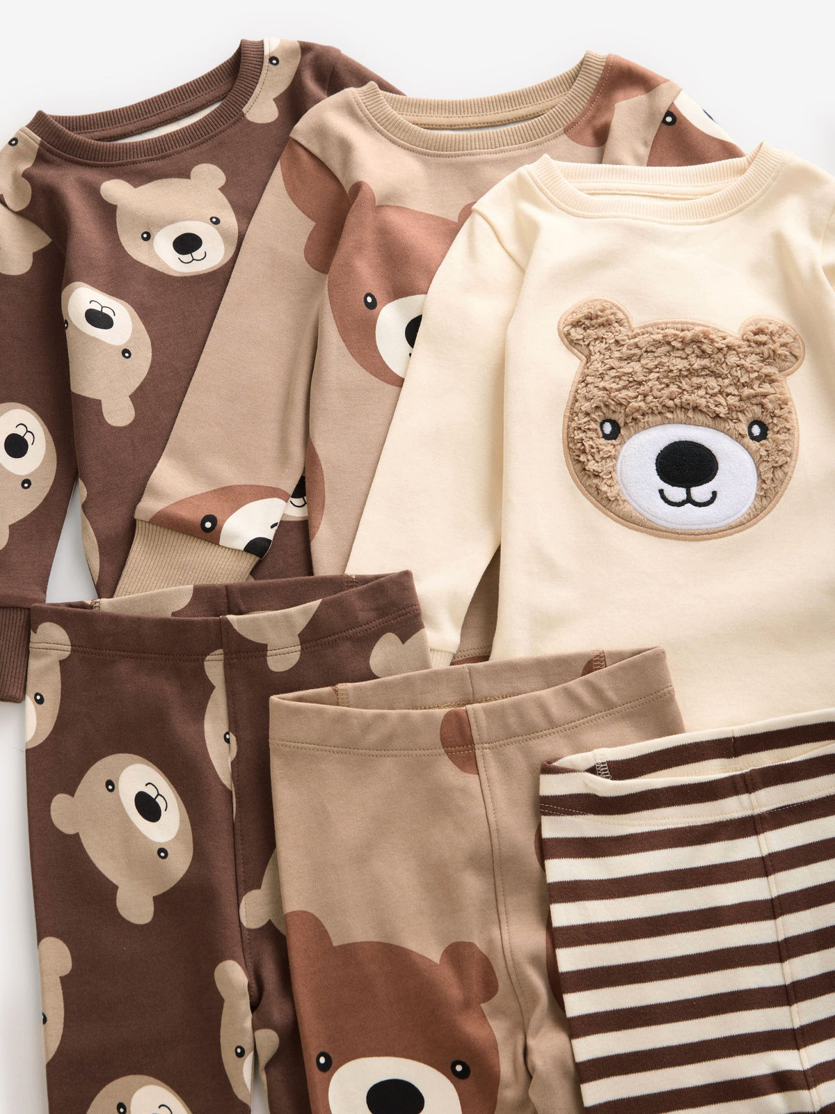 Brown/Cream Snuggle Pyjamas 3 Pack (9mths-6yrs)