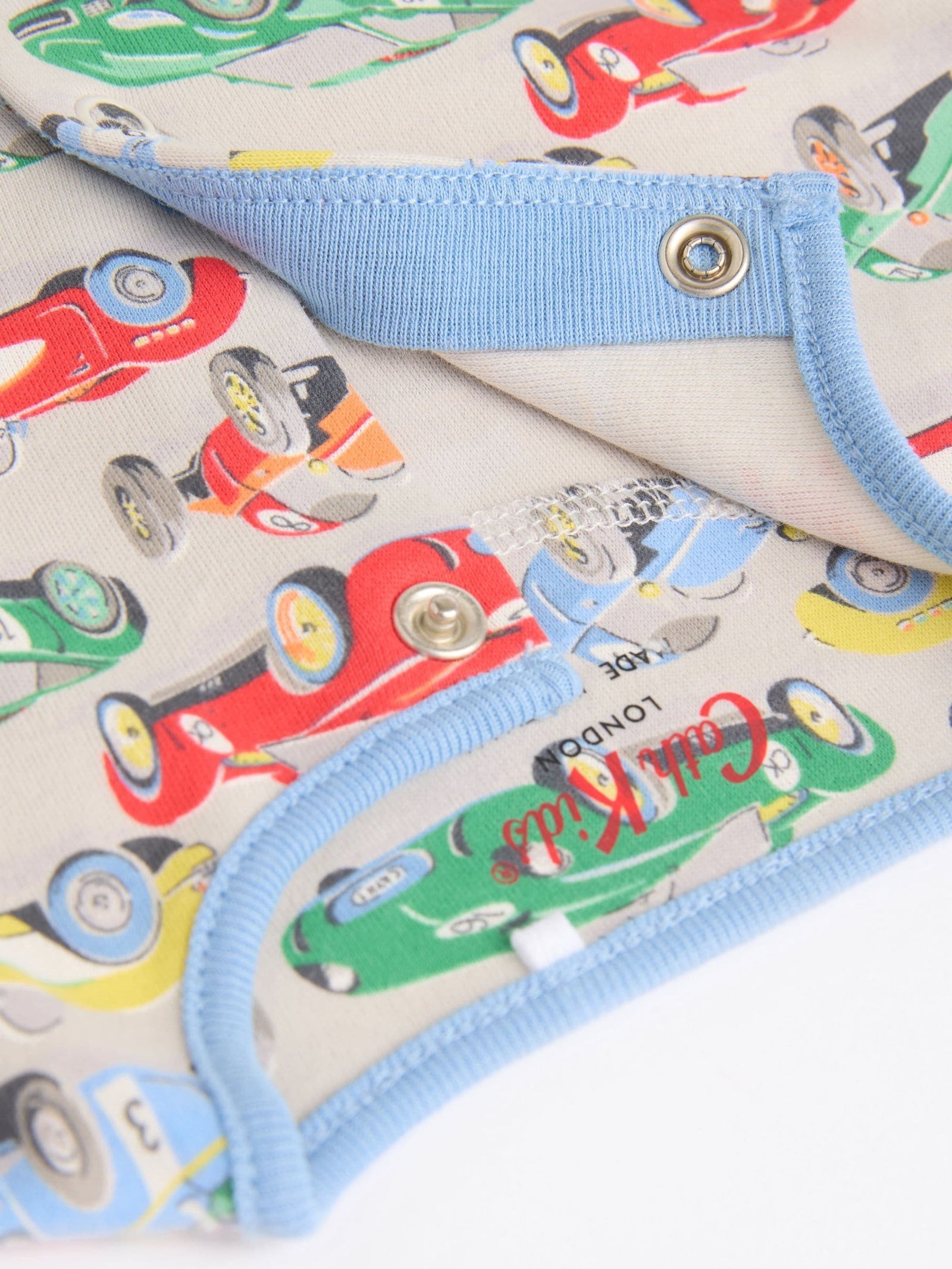 Blue/Green Cath Kidston Cars Baby 100% Cotton Sleepsuits 3 Pack