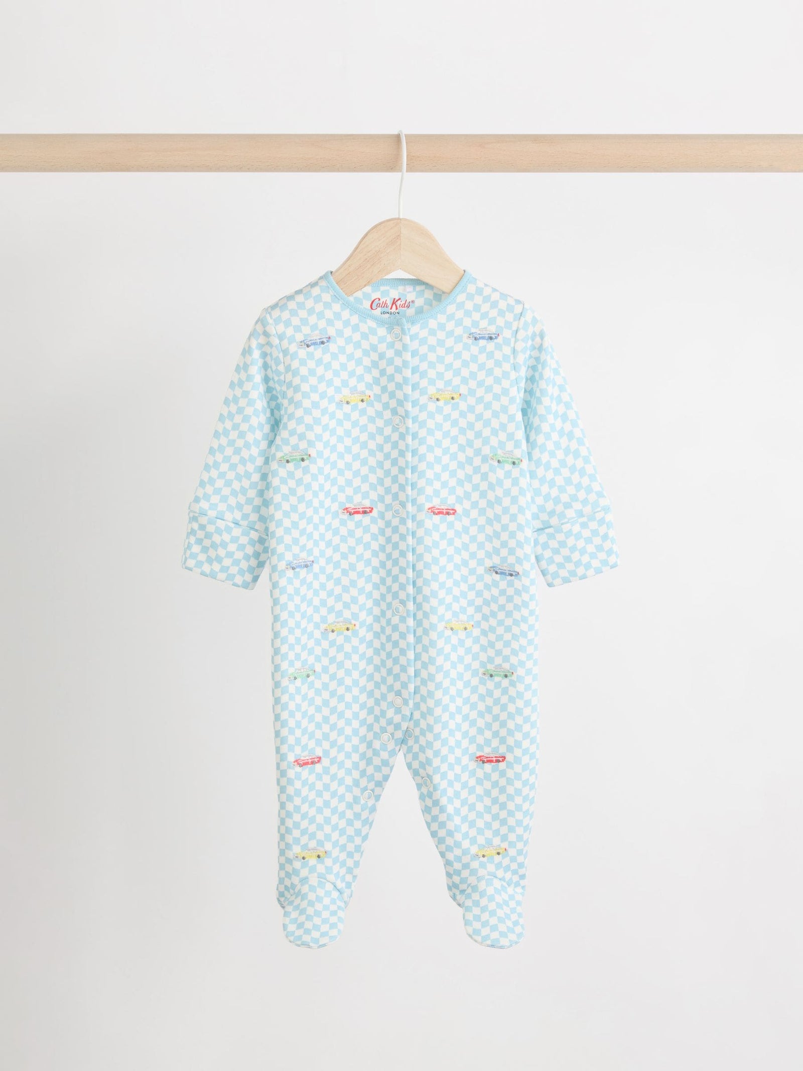 Blue/Green Cath Kidston Cars Baby 100% Cotton Sleepsuits 3 Pack