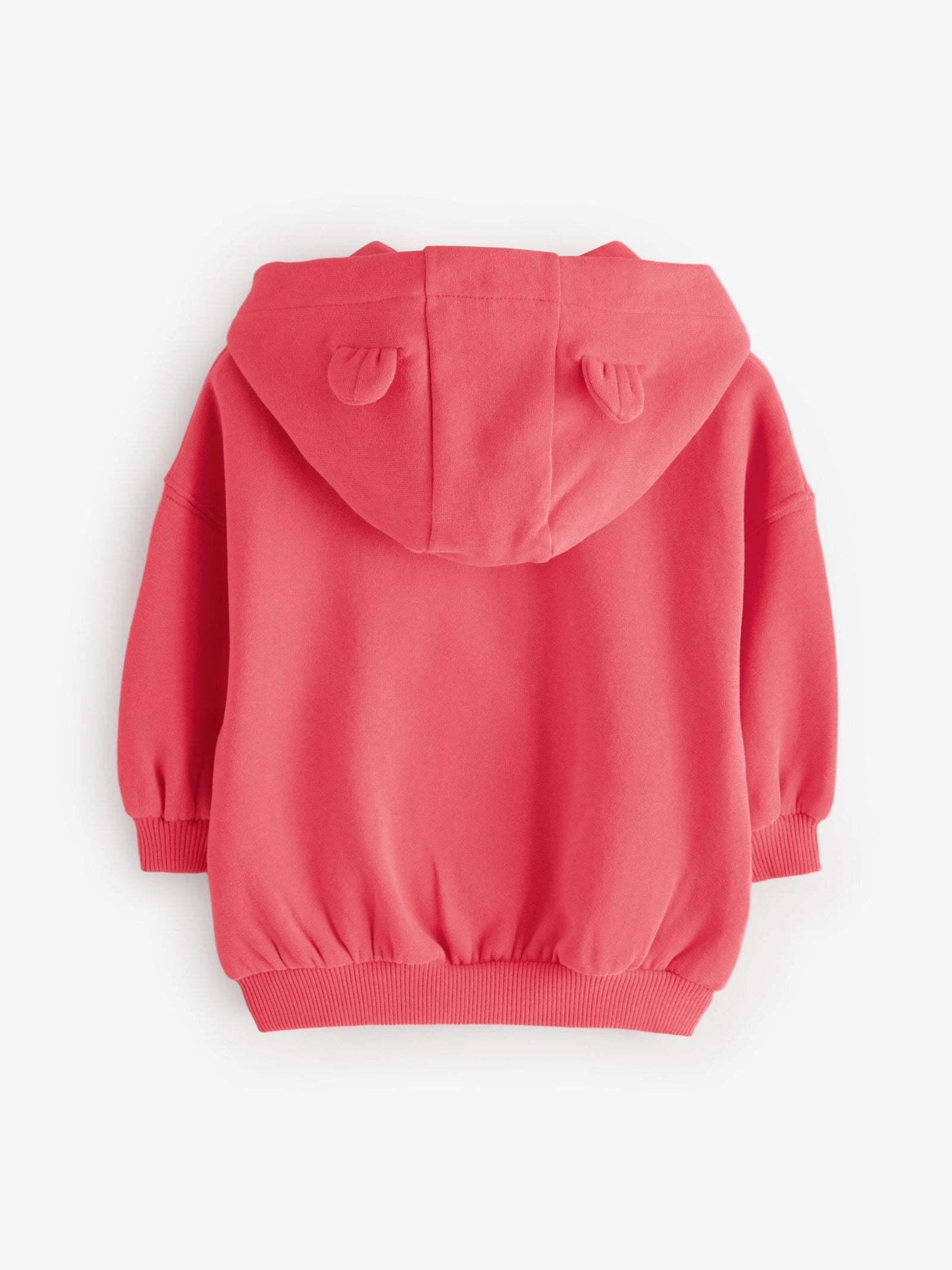 Coral Washed Red Zip Through Hoodie