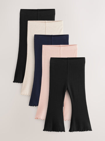 Multi Ribbed Flare Leggings 5 Pack (3mths-7yrs)