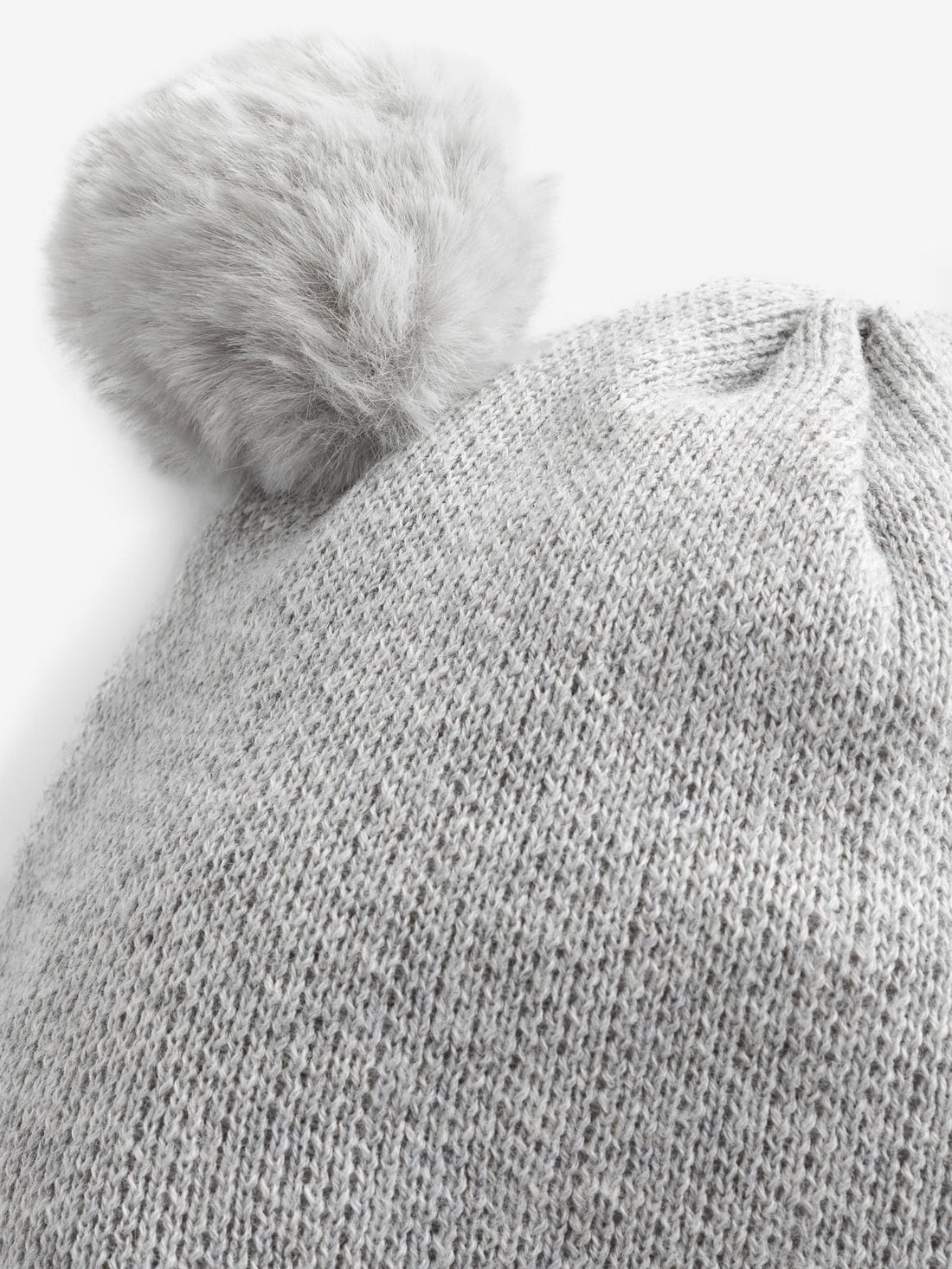 Grey Double Pom Knitted Baby Hat (0mths-2yrs)