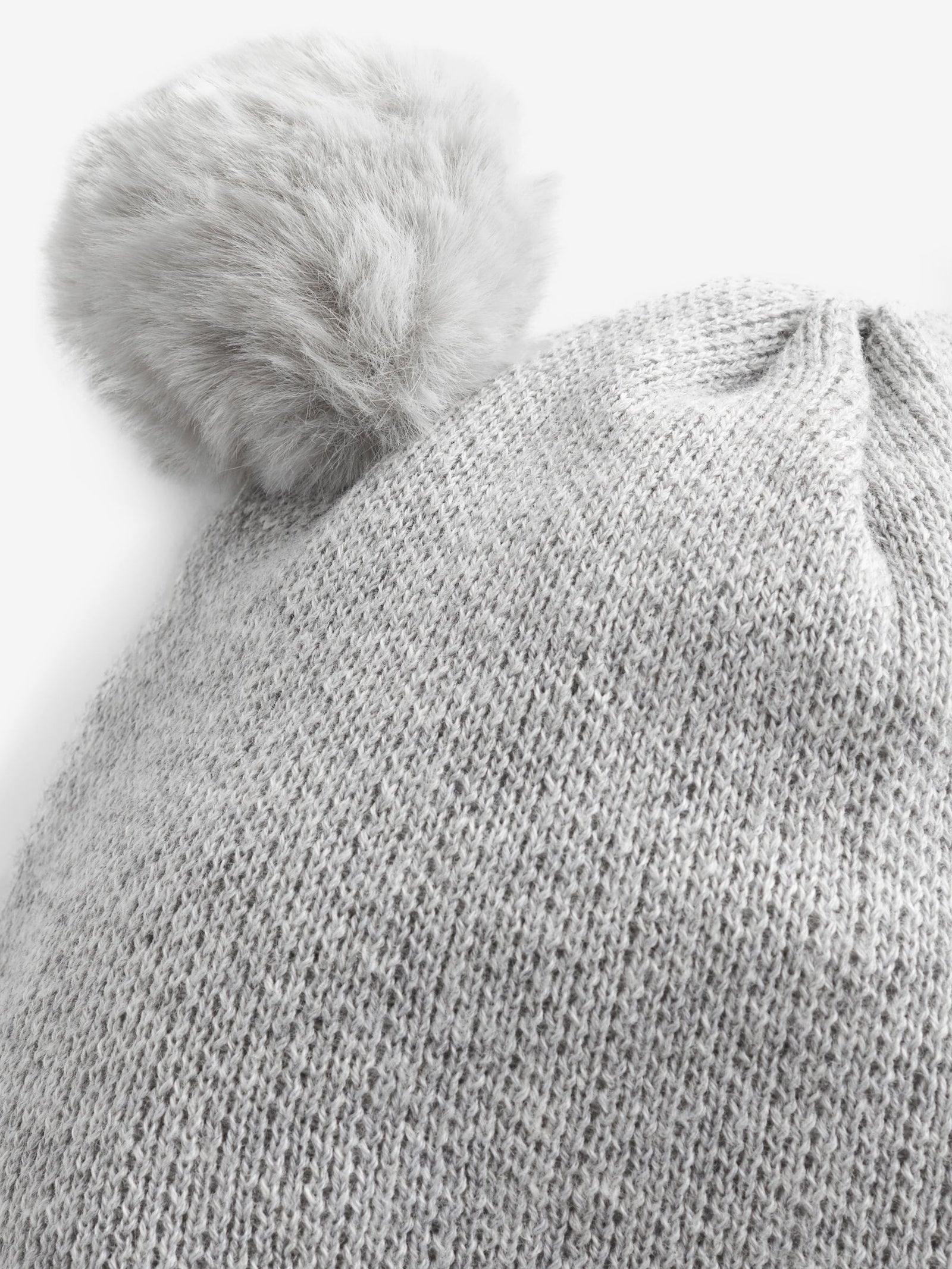 Grey Double Pom Knitted Baby Hat (0mths-2yrs)