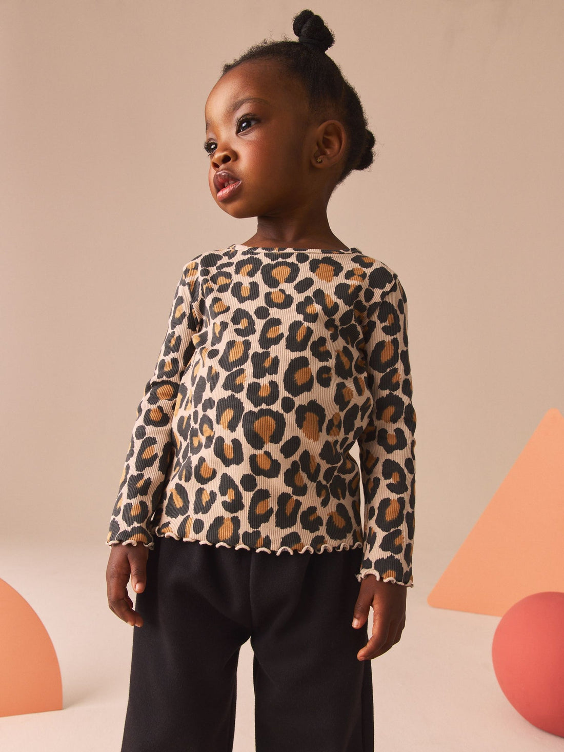 Animal Leopard Print Cotton Rich Long Sleeve Rib T-Shirt (3mths-7yrs)