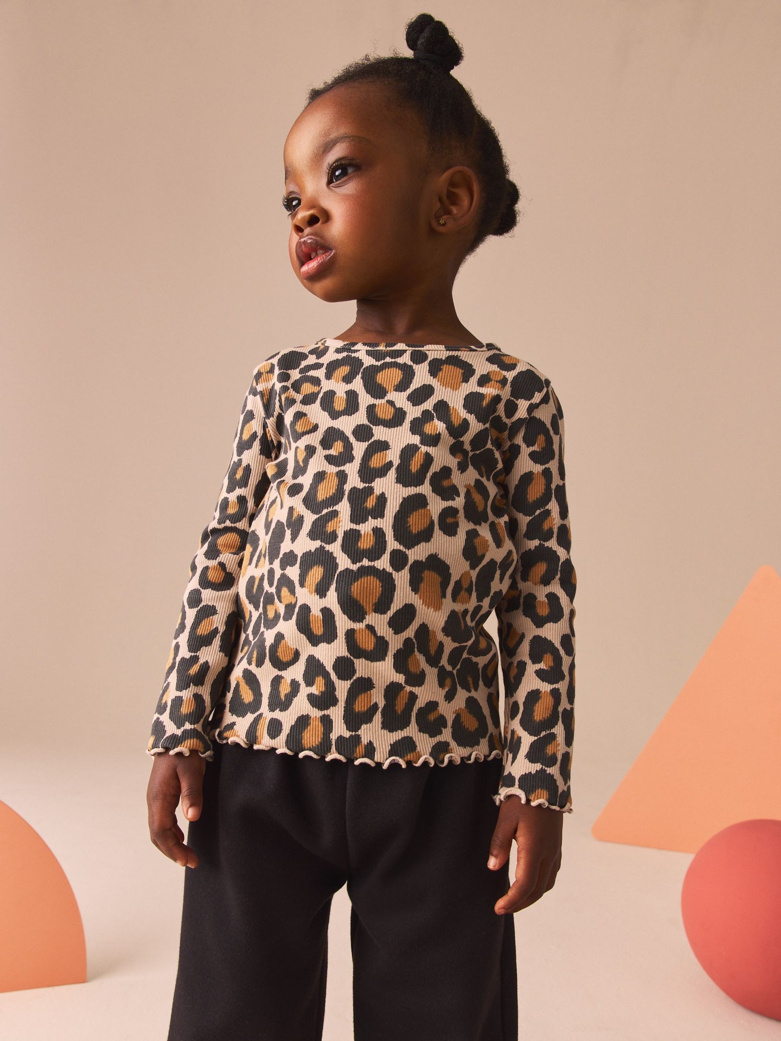 Animal Leopard Print Cotton Rich Long Sleeve Rib T-Shirt (3mths-7yrs)