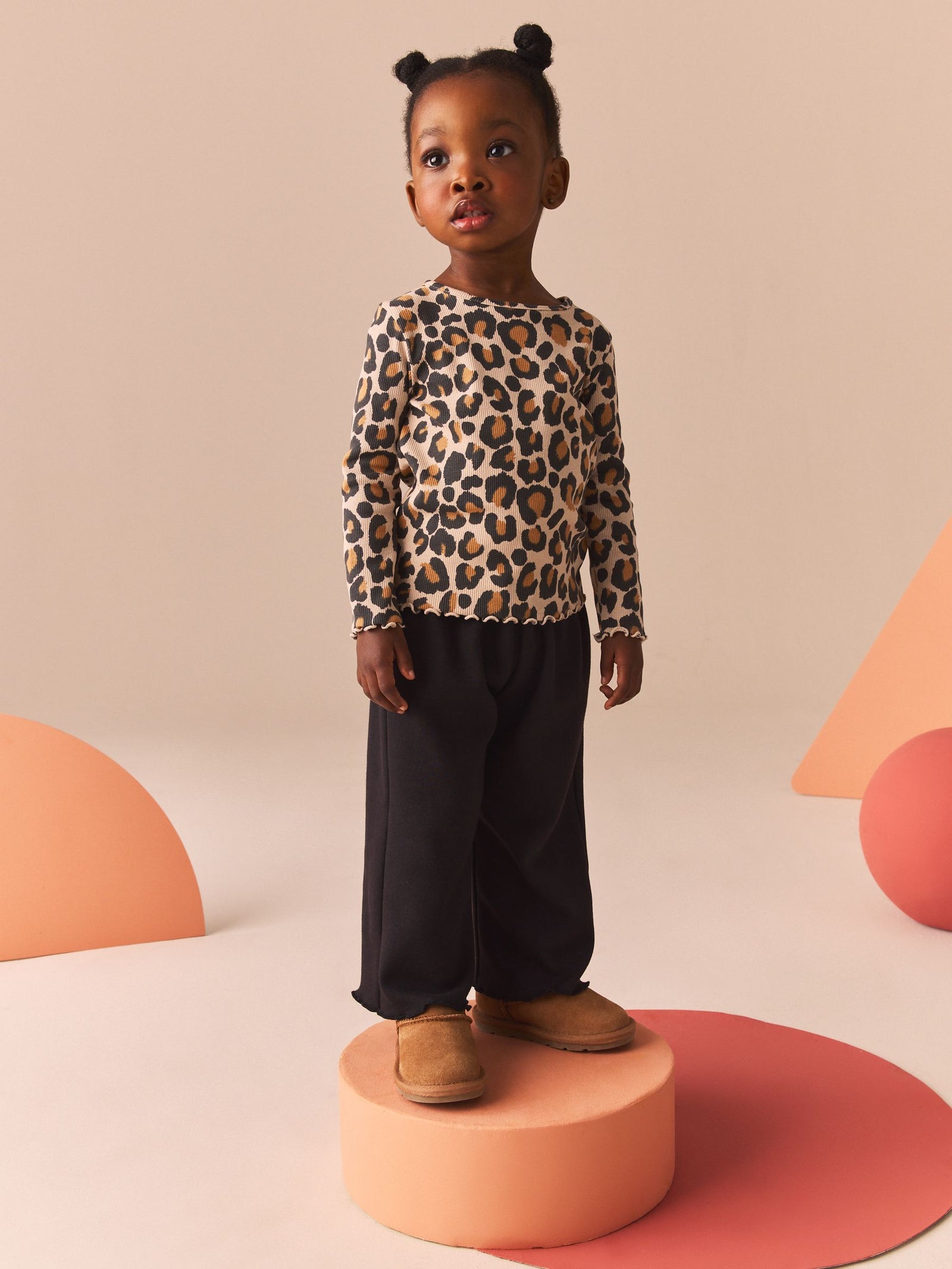 Animal Leopard Print Cotton Rich Long Sleeve Rib T-Shirt (3mths-7yrs)