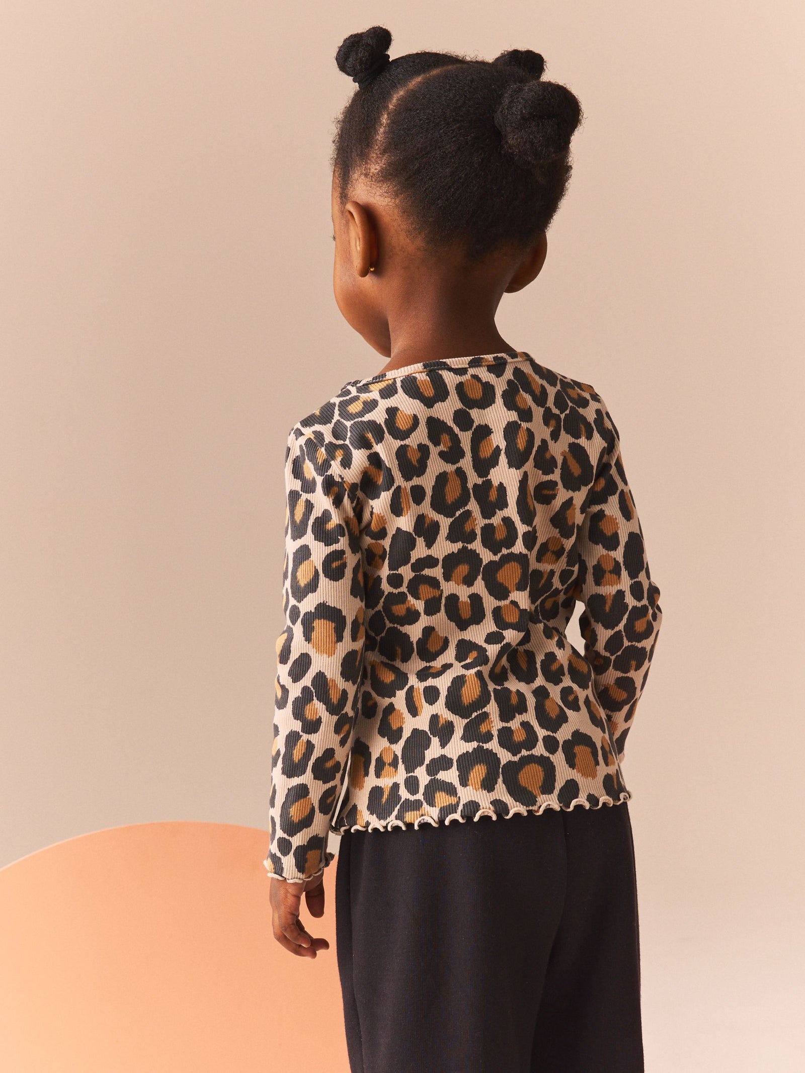 Animal Leopard Print Cotton Rich Long Sleeve Rib T-Shirt (3mths-7yrs)