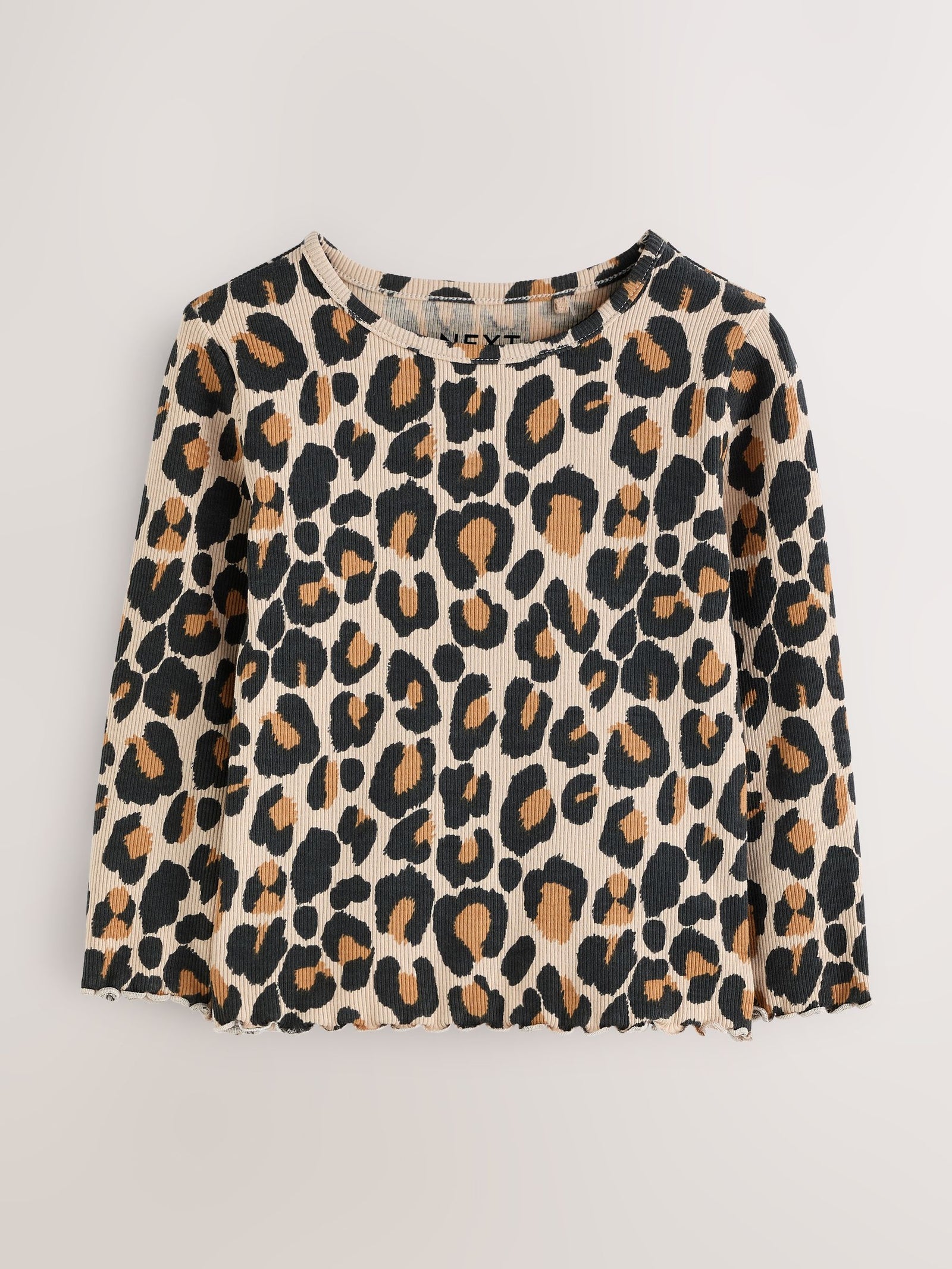 Animal Leopard Print Cotton Rich Long Sleeve Rib T-Shirt (3mths-7yrs)