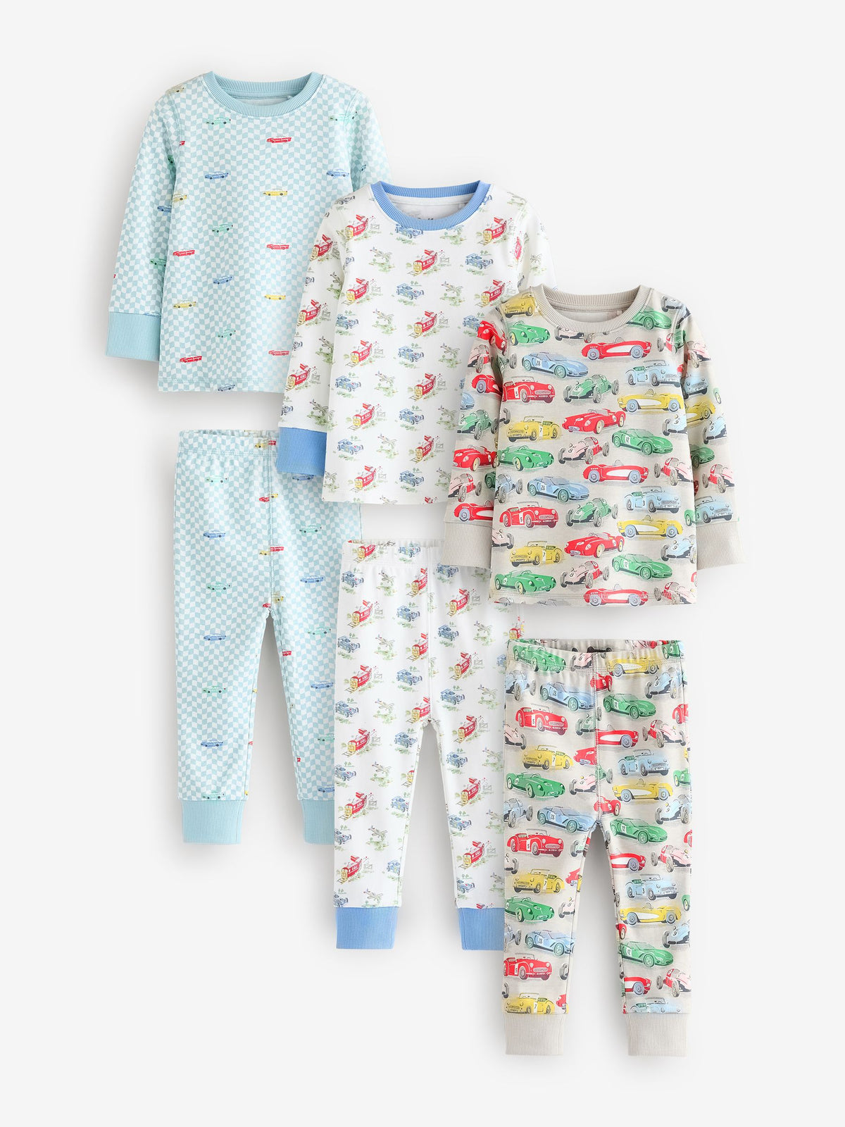 Blue/White Cars Cath Kidston Snuggle Pyjamas 3 Pack