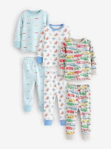 Blue/White Cars Cath Kidston Snuggle Pyjamas 3 Pack