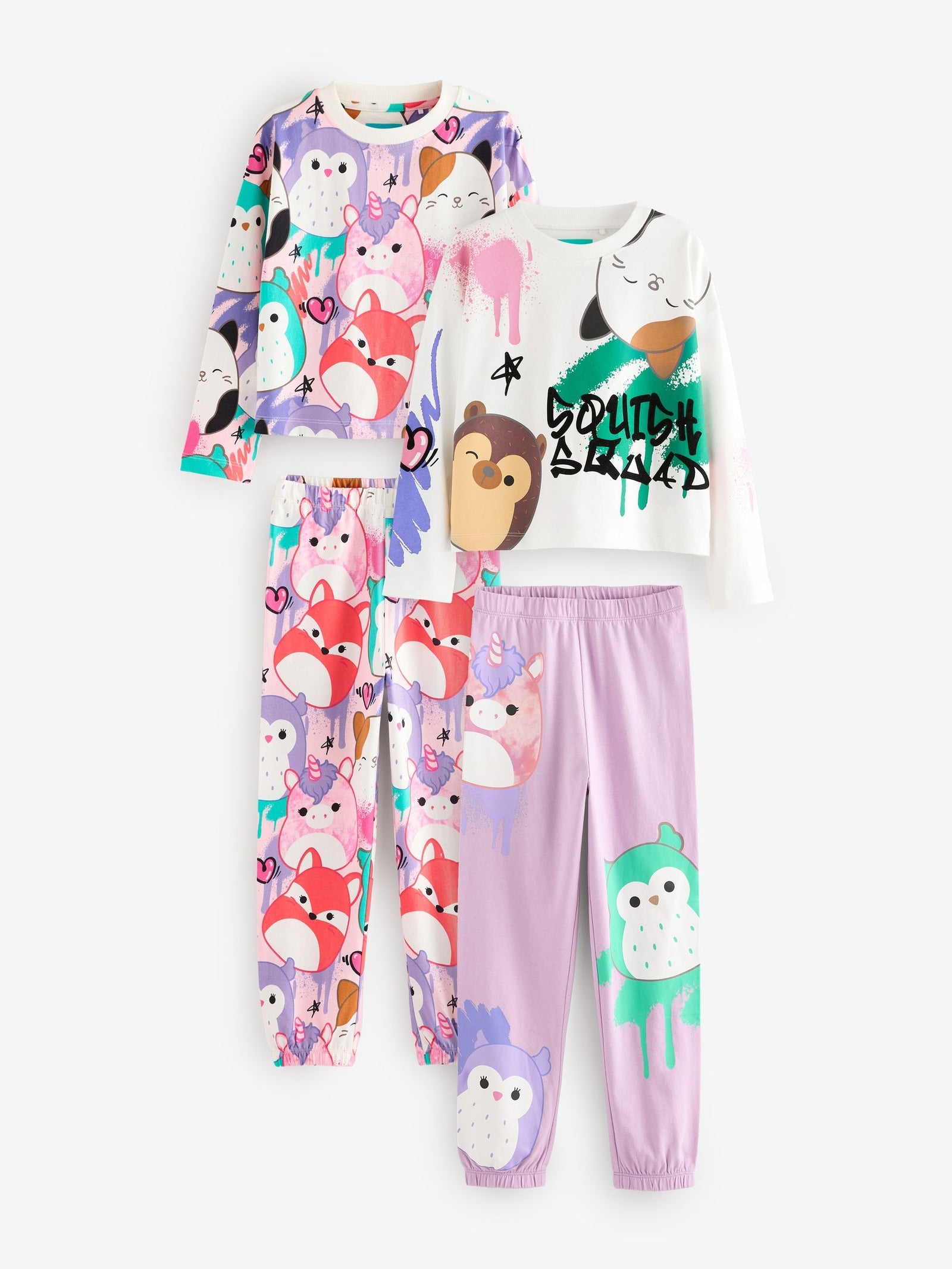 White/Pink/Purple Squishmallows Pyjamas 2 Pack