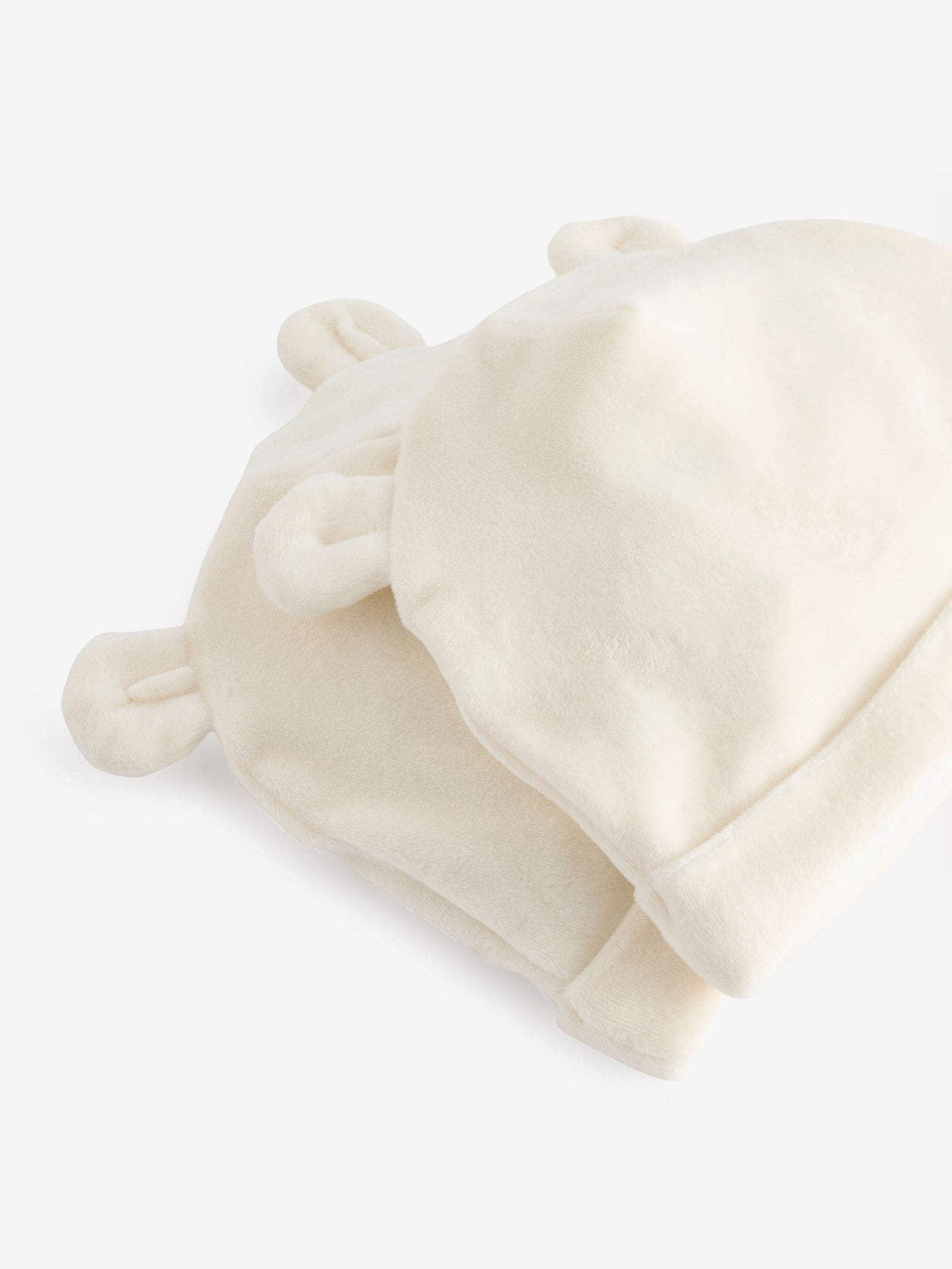 Cream Velour Baby Beanie Hats 2 Pack (0-12mths)