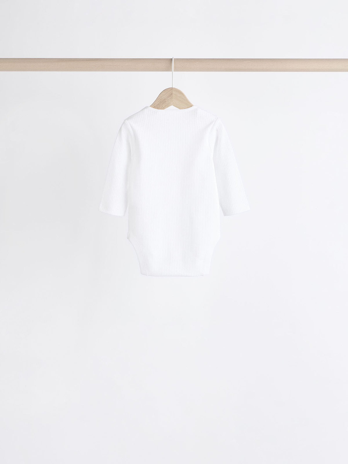 White Long Sleeve Rib Baby Bodysuits 5 Pack