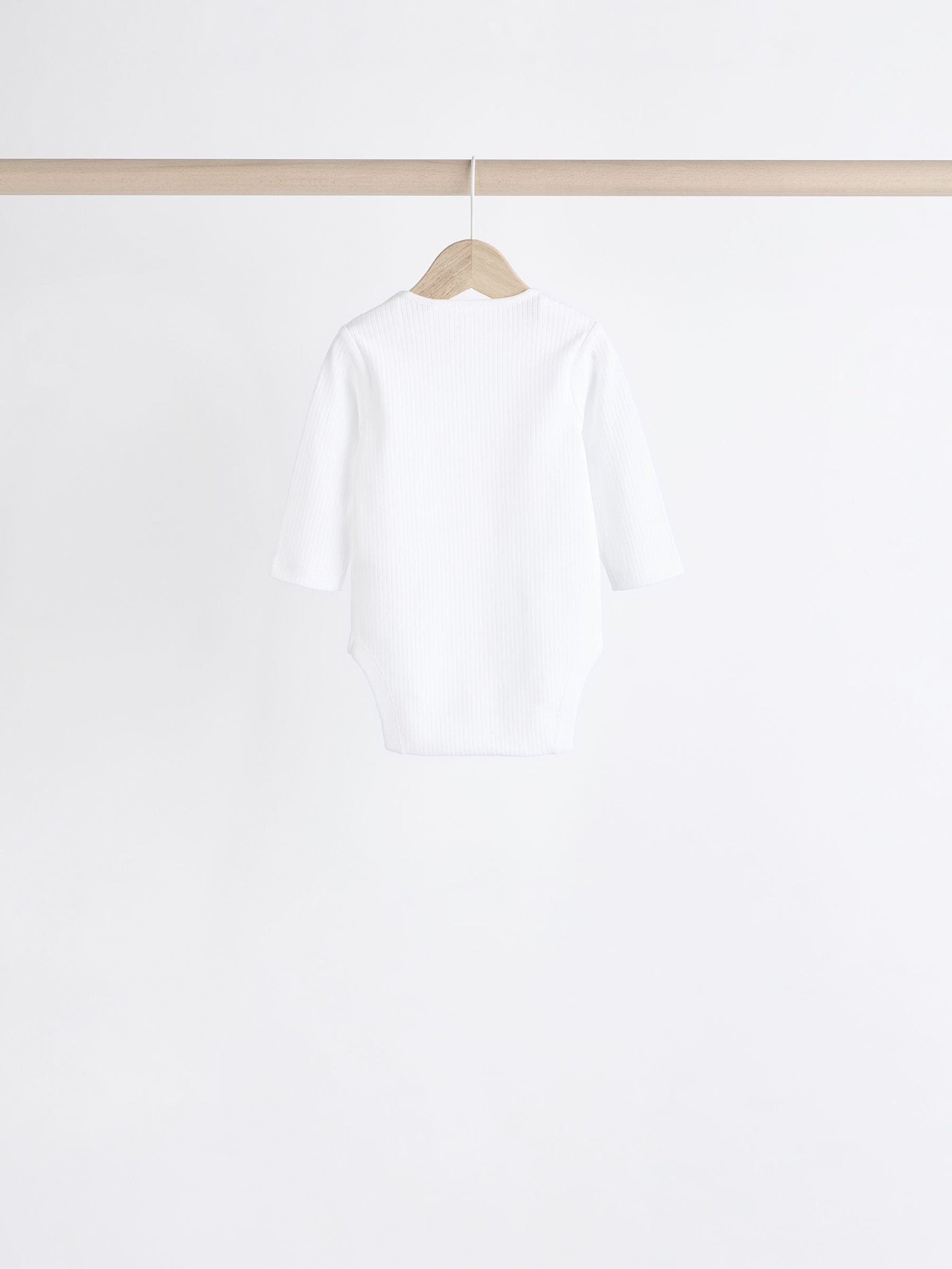 White Long Sleeve Rib Baby Bodysuits 5 Pack