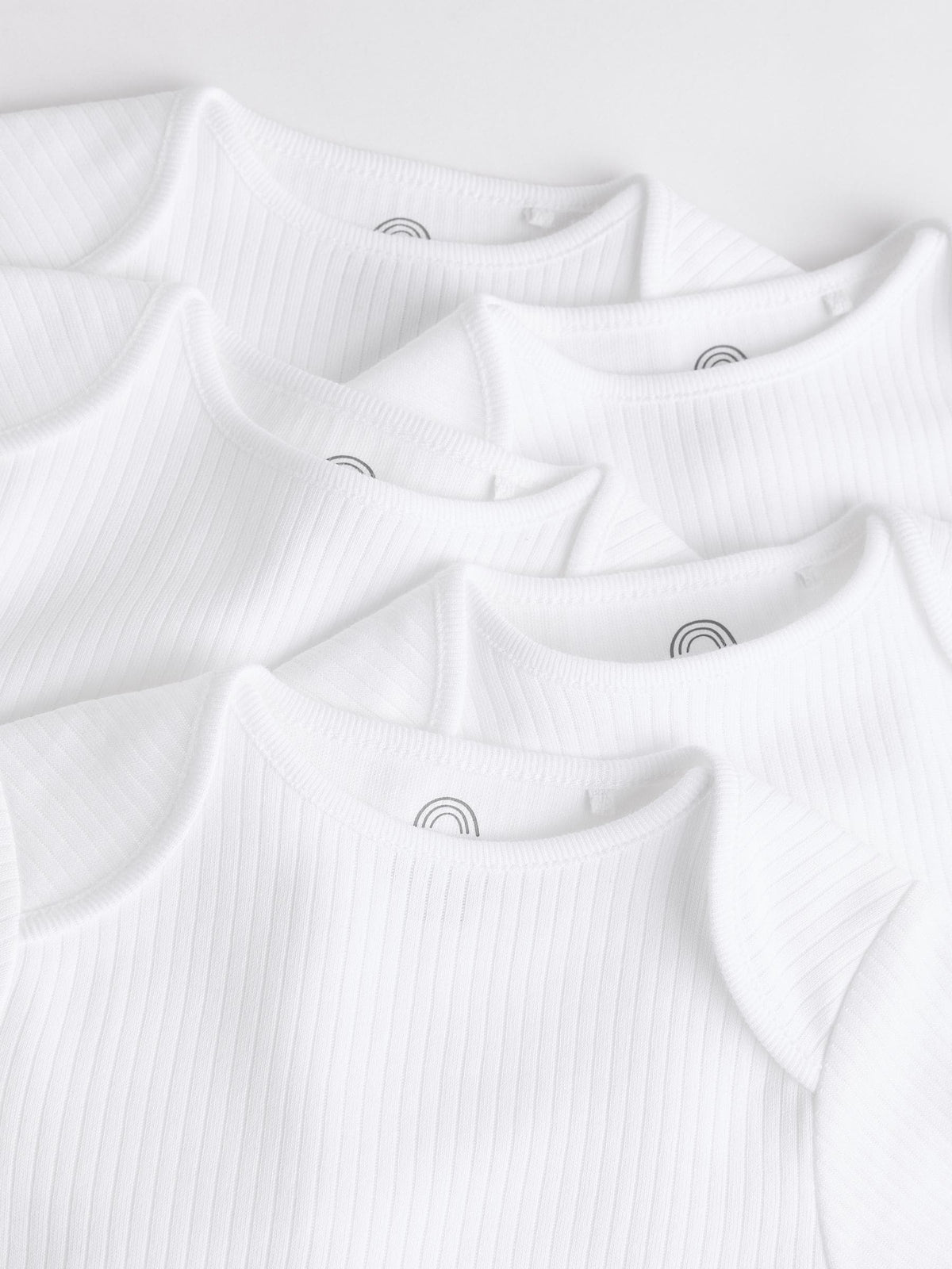 White Long Sleeve Rib Baby Bodysuits 5 Pack