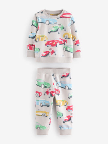 Cath Kidson Red/Ecru White Cars Single Cosy Fleece Pyjamas