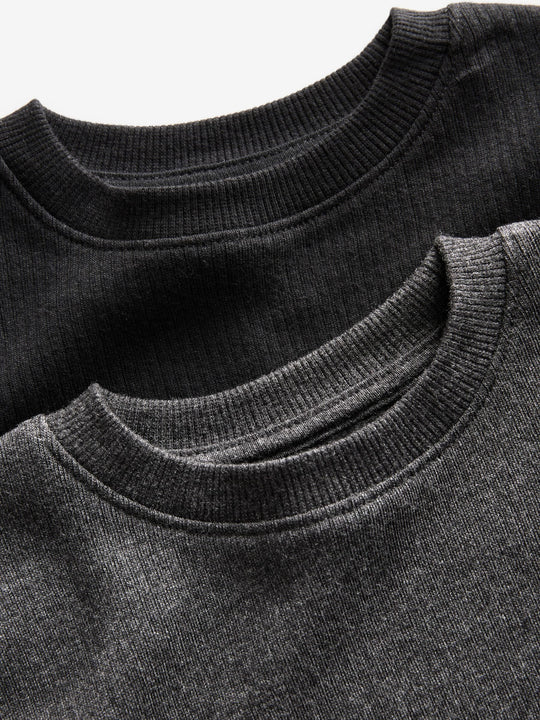 Black/Charcoal Grey Thermal Short Sleeve T-Shirts 2 Pack (2-16yrs)