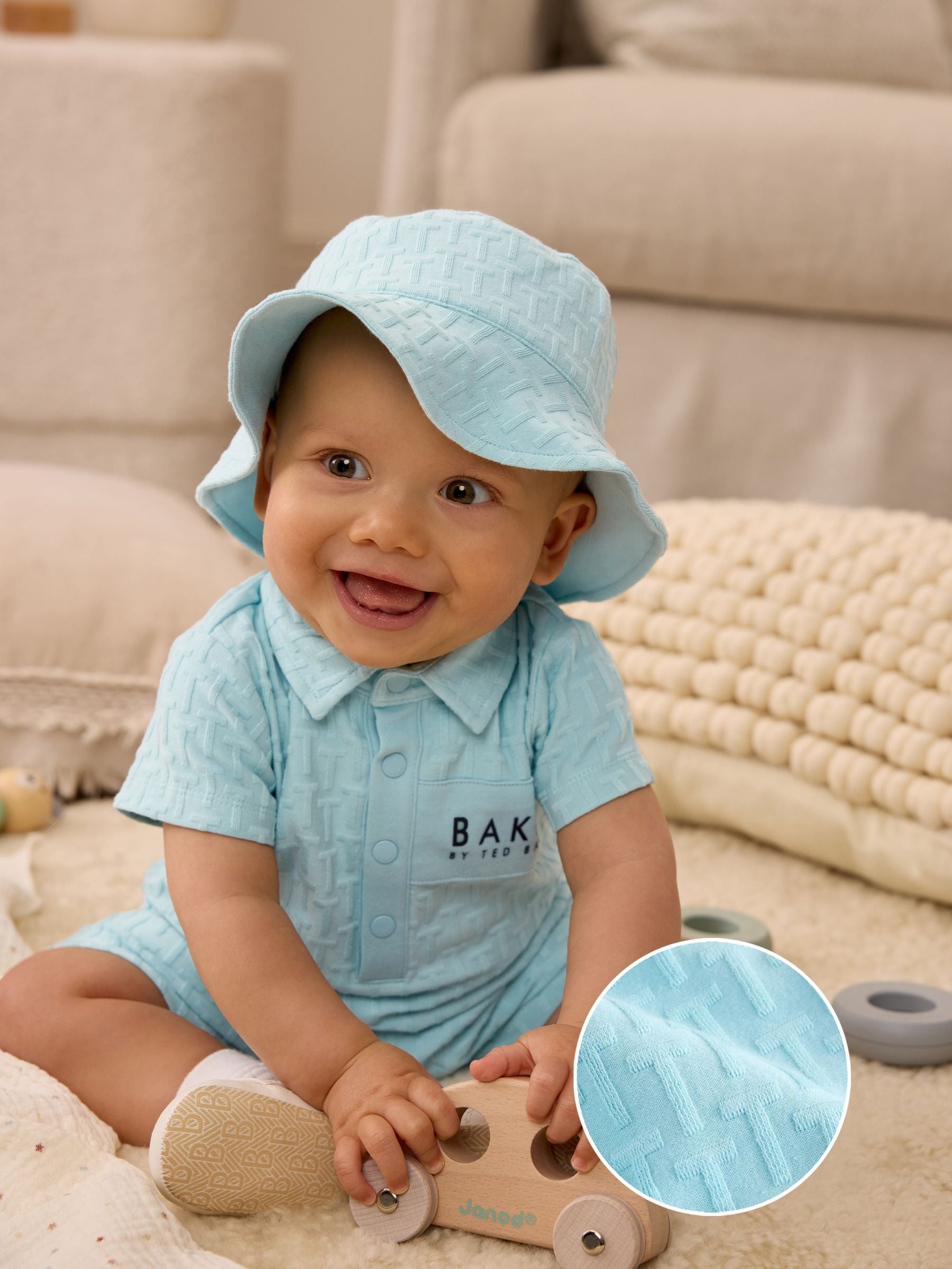 Baker by Ted Baker Textured Romper and Hat Set