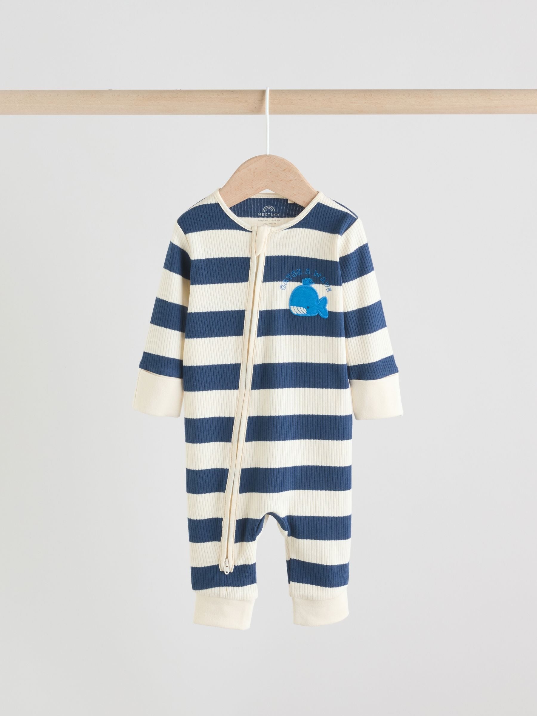 Blue Whale Two Way Zip Baby Sleepsuits 3 Pack (0mths-3yrs)