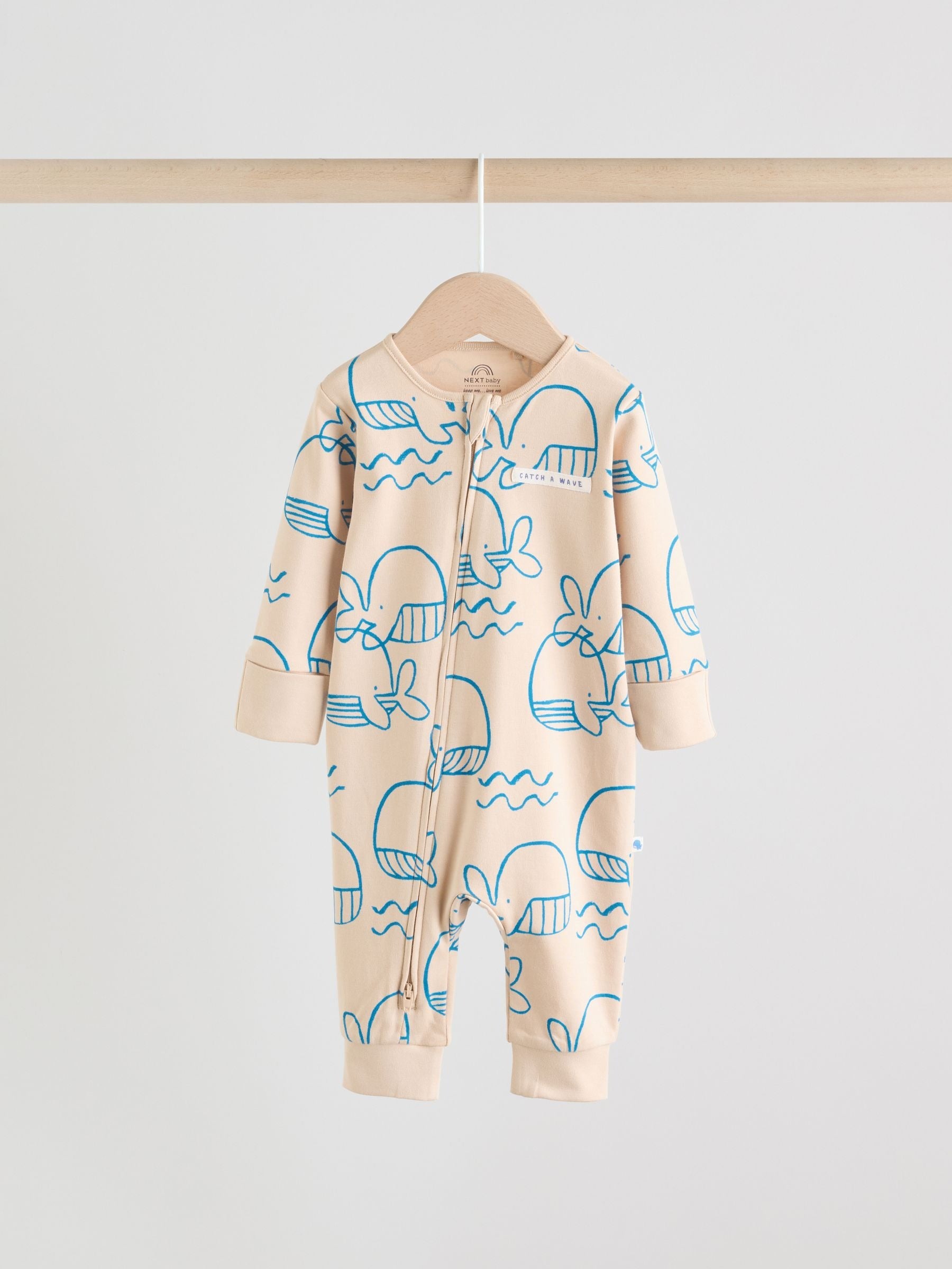 Blue Whale Two Way Zip Baby Sleepsuits 3 Pack (0mths-3yrs)
