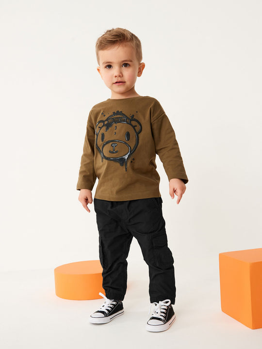 Black Lined Cargo Trousers (3mths-7yrs)