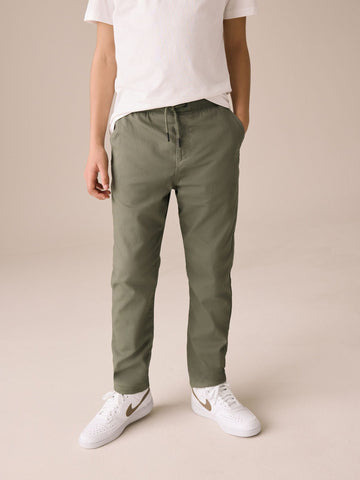 Khaki Green Regular Fit Rib Waist Pull-On Trousers (3-16yrs)