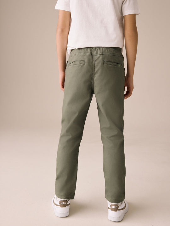 Khaki Green Regular Fit Rib Waist Pull-On Trousers (3-16yrs)
