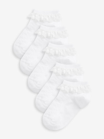 White 5 Pack Cotton Rich Ruffle Trainer Socks