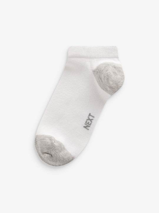 White/Blue/Grey Heel And Toe Cotton Rich Trainer Socks 7 Pack