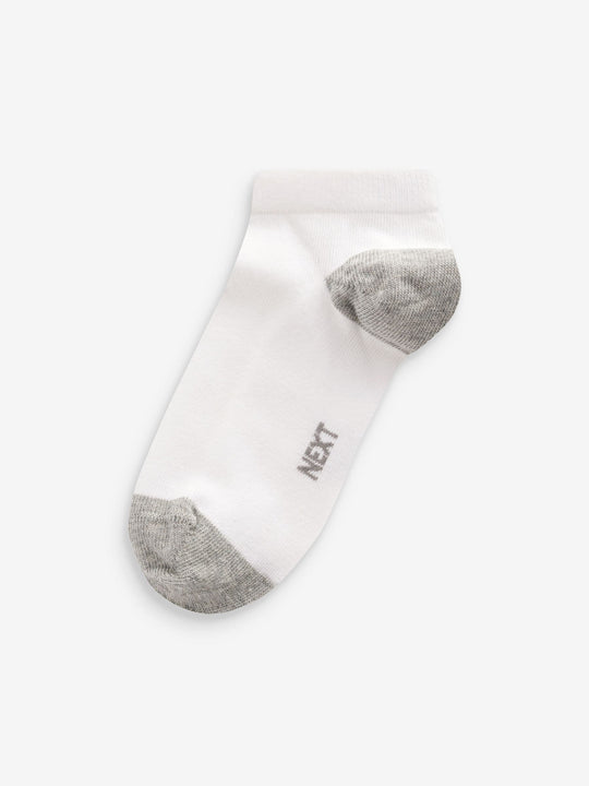White/Blue/Grey Heel And Toe Cotton Rich Trainer Socks 7 Pack