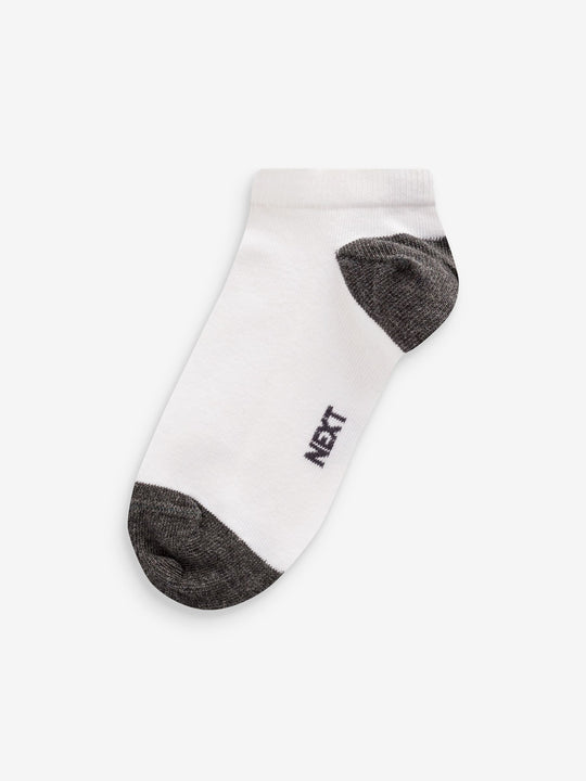 White/Blue/Grey Heel And Toe Cotton Rich Trainer Socks 7 Pack