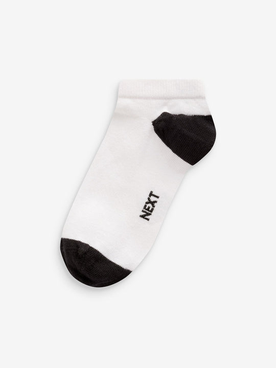 White/Blue/Grey Heel And Toe Cotton Rich Trainer Socks 7 Pack