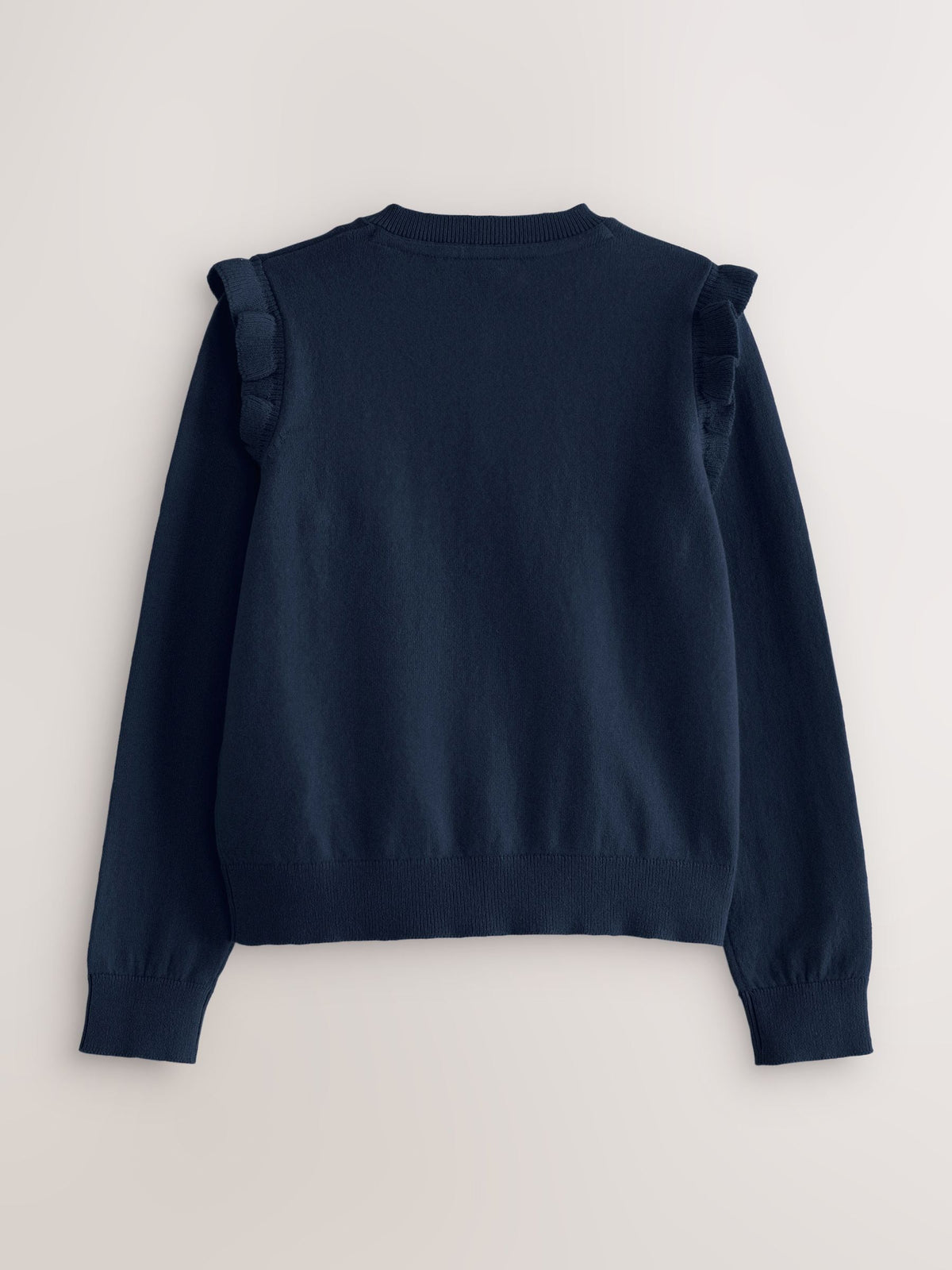 Navy Blue Cotton Rich Frill Shoulder School Cardigan (3-16yrs)