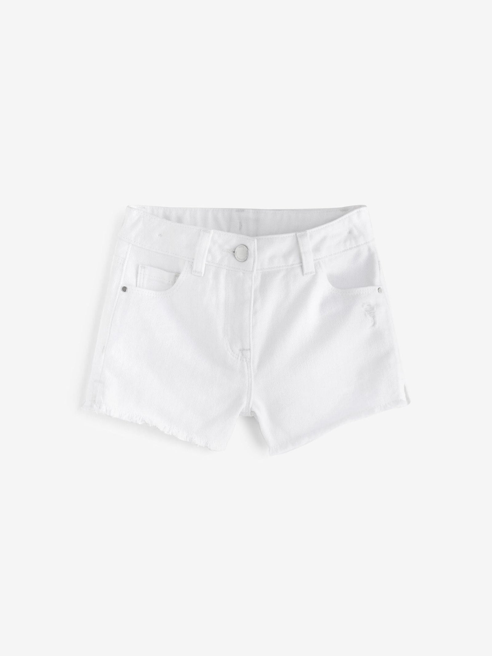 White Regular Length Frayed Edge Denim Shorts (3-16yrs)