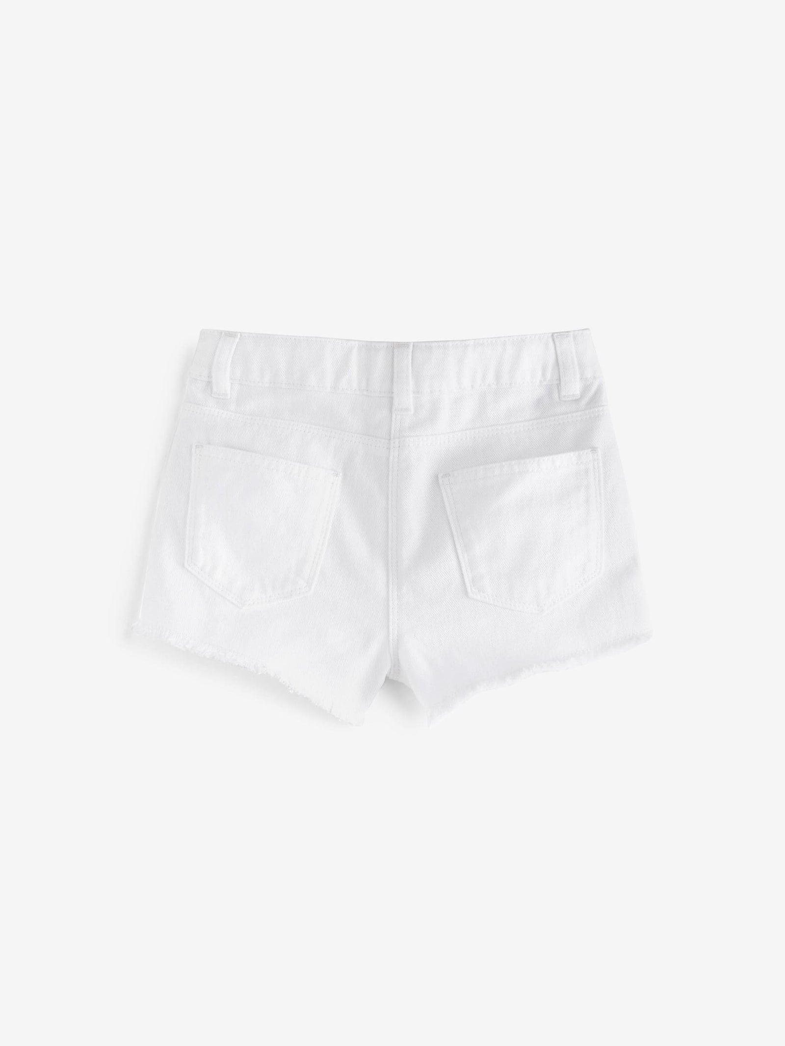 White Regular Length Frayed Edge Denim Shorts (3-16yrs)