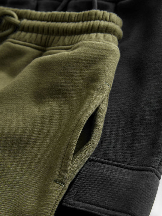 Black/Green Slim Fit Cargo Joggers 2 Pack (3-16yrs)