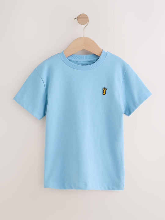 Blue Short Sleeve Stag Embroidered T-Shirts 4 Pack (3-16yrs)