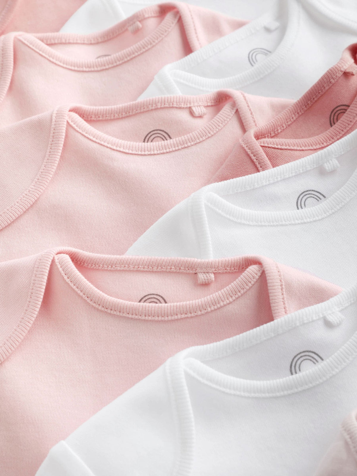 Pink/White 10 Pack Essential Short Sleeve Baby Bodysuits