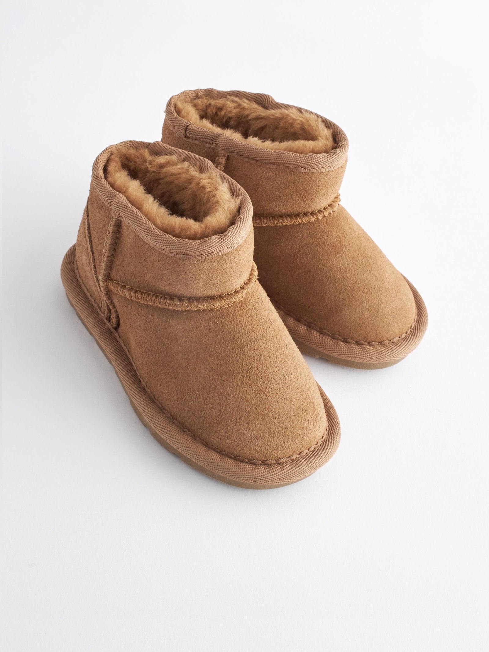 Tan Brown Faux Fur Lined Water Repellent Pull-On Suede Boots