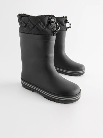Mono Black Warm Lined Cuff Wellies