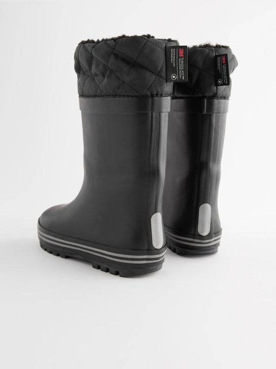 Mono Black Warm Lined Cuff Wellies