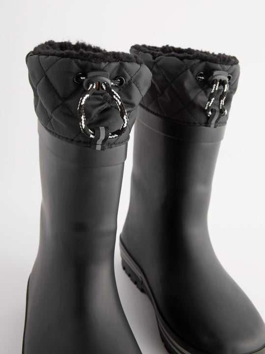 Mono Black Warm Lined Cuff Wellies