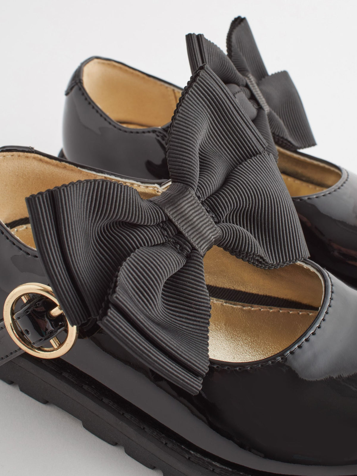 Black Standard Fit (F) Chunky Bow Mary Jane Shoes