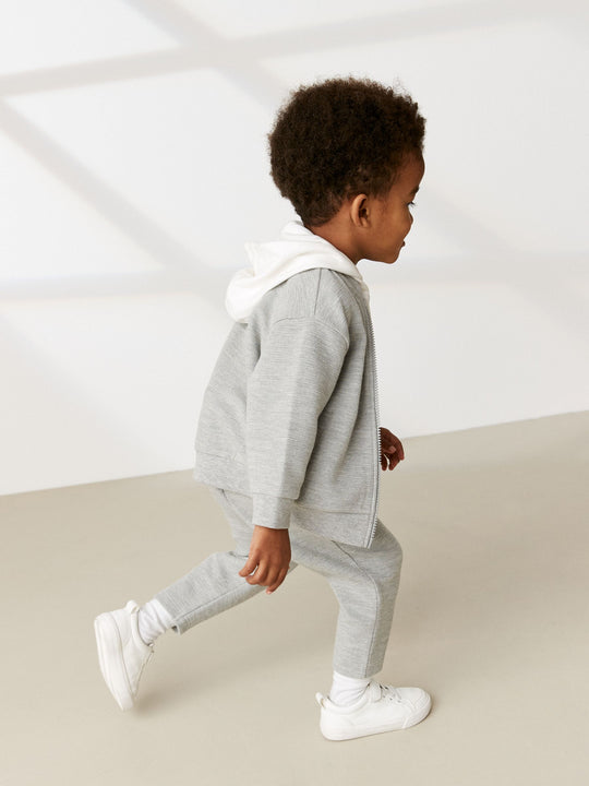 Pale Grey 100% Cotton Jersey Bomber and Joggers Set 3 Piece (immediate)